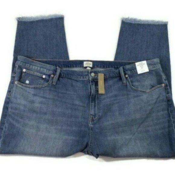 J. Crew Medium Wash Slim Boyfriend Distressed Stretch Denim Jeans Womens 48 NWT - Picture 4 of 16